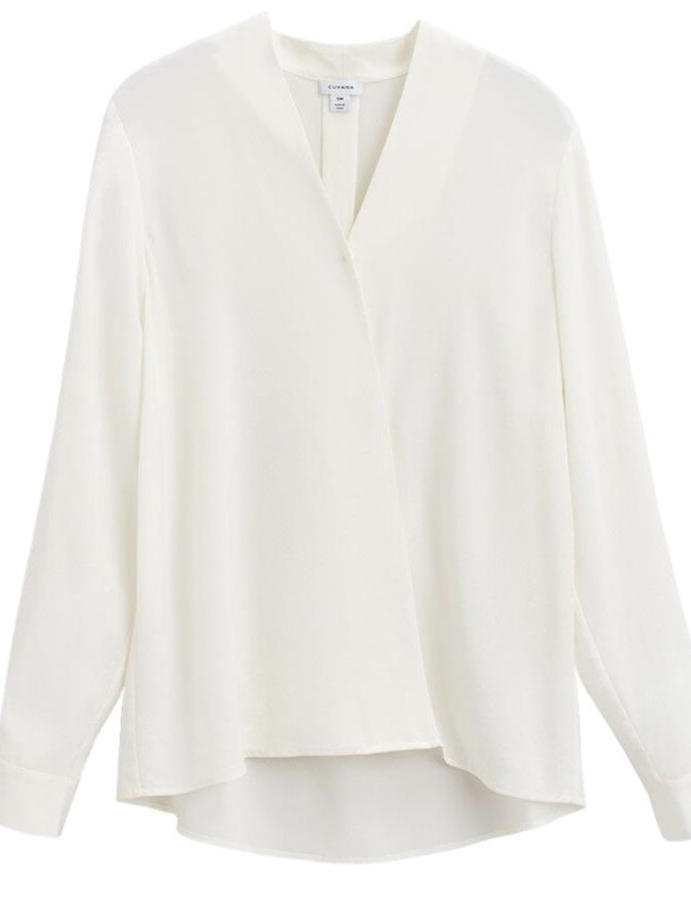 Cuyana White Silk Wrap Blouse Medium